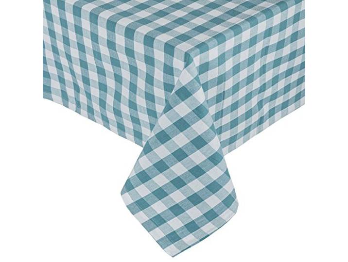 Homescapes Karierte Tischdecke blau-weiß 137x228 cm, Vichy-Karo Tischtuch rechteckig, waschbar & pflegeleicht aus 100% Baumwolle