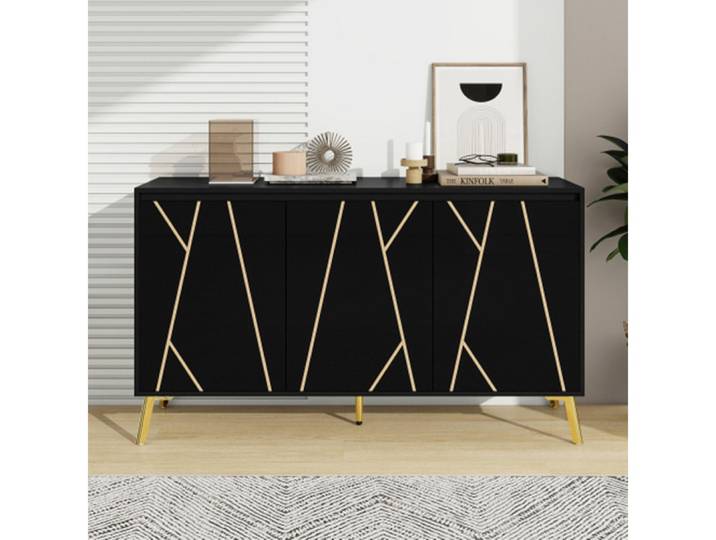 XDeer Sideboard Sideboard,einzigartige Linie, Sideboard, 3-türig, grifflos, für Esszimmer, Wohnzimmer, Küche, Buffetschrank