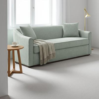 ZWYO HOSIMU "75.78"" Modern 3-Seater Chenille Sofa with Wrap-Around Armrests, Rubberwood Base & Throw Pillows Upholstered Couch"