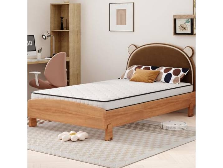 BXEYXE Federkernmatratze, Maße: 90 × 200 cm, Dicke: 10 cm, Härtegrad: H3, mit ergonomischen Modulen und Entlastung der Lendenwirbelsäule; Gerollte Matratze