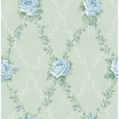 Seabrook Designs Josselin Rose Lattice Unpasted Wallpaper