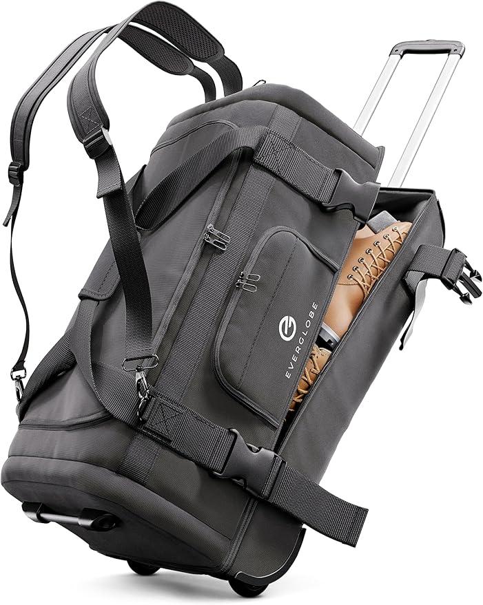 Reisetasche mit Rollen 120L Groß XXL [Schwarz] 3in1 Luggage - Tasche, Trolley, Rucksack mit Rollen | Travel Bag, Reisetaschen für Herren & Damen, Reisetasche Herren | Rollkoffer oder Reise Tasche