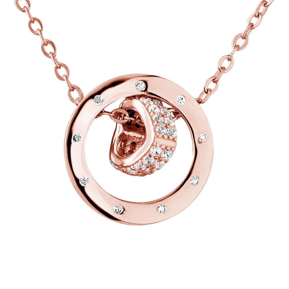 Ketting hart oxiden zirkonium sieraden zilver 925 roze vergulde