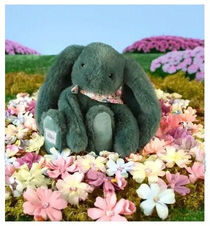 Lapin Fleurette : Peluche Lapin vert 25 cm - Doudou et compagnie
