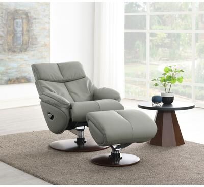 CDecor Rutherford Grey and Brown Base Swivel Accent Chair with Ottoman