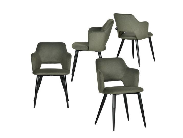 Meubles Cosy Esszimmerstuhl 4er Set Haustierfreundlich in Grün, Metall, 48x78.5x48 cm, Esszimmer, Stühle