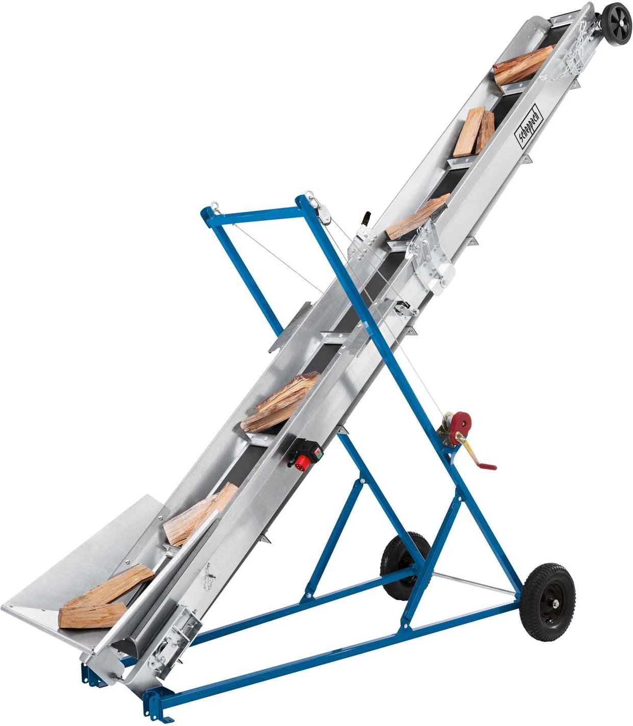 Scheppach Förderband Muli 4500 | 230 V Spannung | Förderbandbreite 250 mm | Förderbandlänge 4500 mm | max. Förderhöhe bei 45° ca. 3500 mm