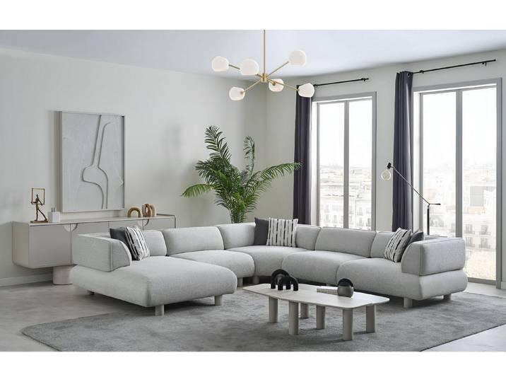 JVmoebel Wohnzimmer-Set Luxuriöses Modernes Weißes Wohnzimmer Set Polster Ecksofa Couchtische, (3-St), Made in Europa