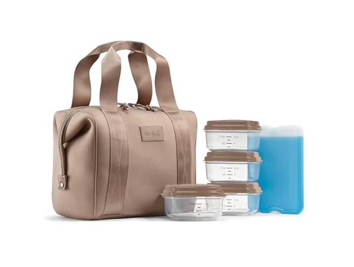 Fit & Fresh Neopren-Lunchtasche für Damen, Lunchtasche für die Arbeit, reiß- und schmutzabweisend, große Lunchbox für Damen mit Containern und Eis,