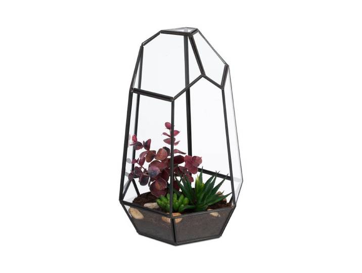 Relaxdays Geometrisches Pflanzenterrarium aus Glas