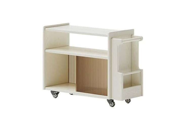 9bbhfJw4R Couchtisch im Landhausstil Sofa-Beistelltisch mit Rollen, Home-Sofa-Seitenschrank, Aufbewahrungswagen(Weiß)