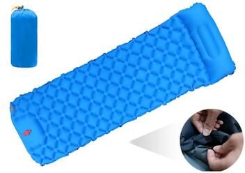 Discount Dollar Deals Self Inflating Camping Mat With Pillow Outdoor Air Mattress For Hiking Climbing blue