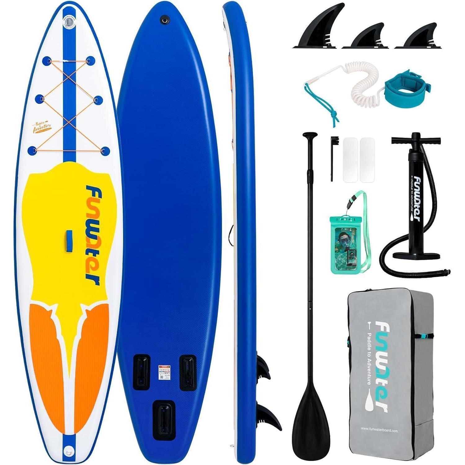 Aufblasbares Stand Up Paddle Board Surfbrett SUP Komplettset MANTA Dunkelblau 335x82x15cm