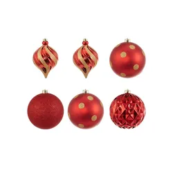 Outdoor Weihnachtskugeln  6er Set   , rot , Kunststoff Ø: 15