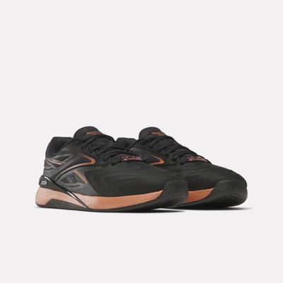 Trainingsschuh REEBOK "NANO X5 EDGE", Damen, Gr. 39, atmungsaktiv, schwarz (schwarz, copper), Synthetik, Textil, Schuhe, durch erstklassige Agilität perfekt für Multisport