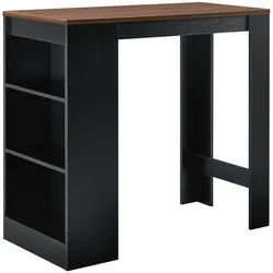 Helloshop26 - Hoher Bistro-Bartisch mit Stauraum 110 cm Schwarz-Walnuss-Optik 03_0006192