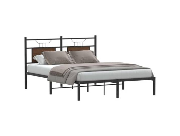 YUTAASU Bettgestell Holzwerkstoff Braun 140x190 cm Mit Kopfteil Stahlrahmen Stabil, Lattenrost Inklusive, Stauraum Unter Dem Bett, Ohne Matratze