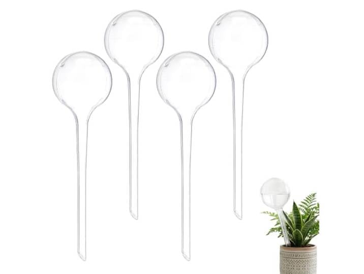Relaxdays 10023226_50 Lot de 4 balles système d'arrosage à Double semaines\, escamotable\, Plantes en Plastique Transparent PVC\, 8 cm