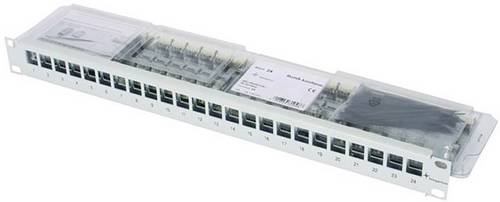 Telegärtner 100007013 24 Port Netzwerk-Patchpanel 483mm (19 ) CAT 6a 1 HE Lichtgrau (RAL 7035) Bestückt