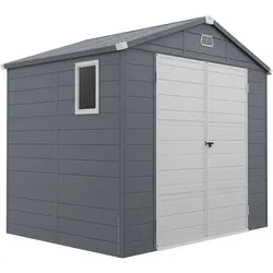 STILVORA Kunststoff-Gerätehaus Grau 240x190x228 cm, belüftet, mit Fundamentrahmen