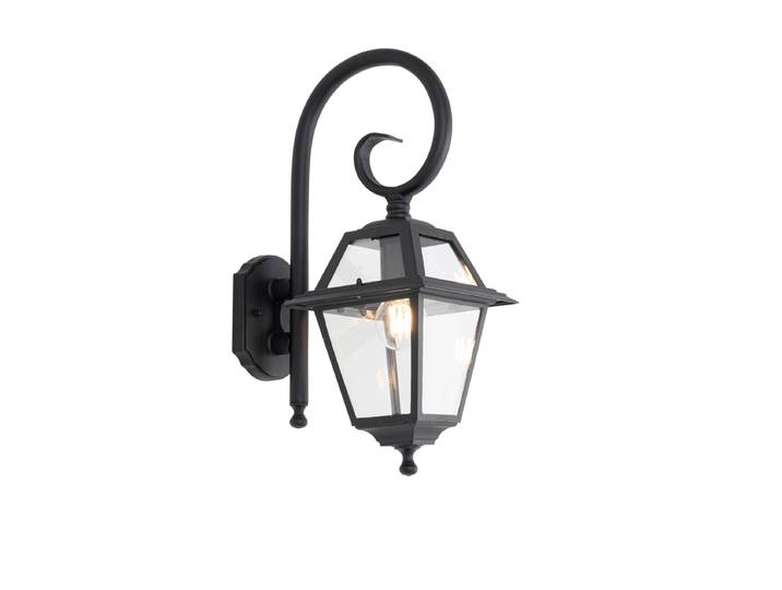 Lanterne murale d'extérieur classique noire IP44 - Berta