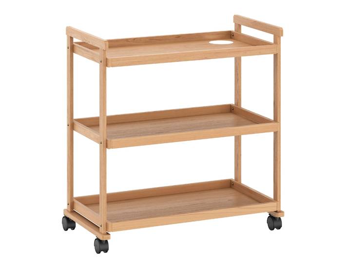 Rollwagen für Malutensilien Holz mit 3 Ablagen 78 x 42 x 88 cm natur