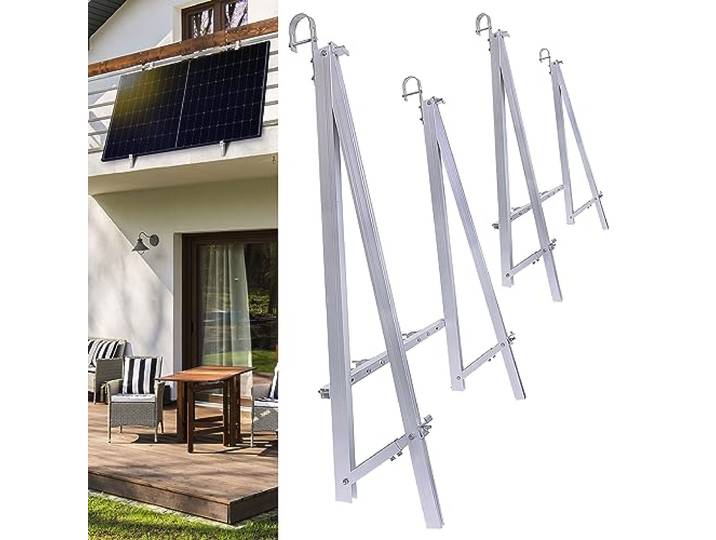Halterung Balkonkraftwerk 2er Set inkl. Haken für Balkongeländer stabiles Montageset aus Aluminium Solarmodul Universalhalterung
