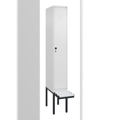 C+P Spind Classic PLUS, Kunststoff schwebende Sitzbank, 1 Abteil, HxBxT 212x30x82cm, Sicherheitsdrehriegel, Verkehrsweiß von PROREGAL