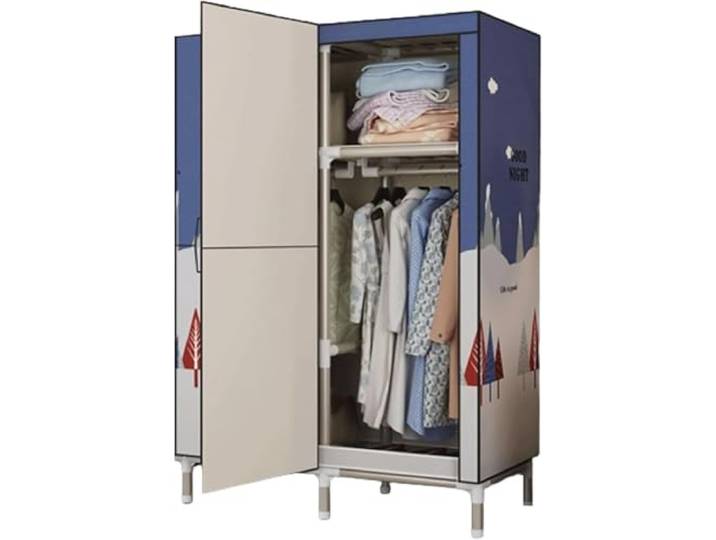 LoiYtrd Tragbarer, platzsparender Schrank aus verdicktem Stahlrohr(88cm,C)