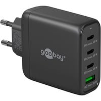 USB-C Multiport-Schnellladegerät, PD, GaN, 68 Watt schwarz, 3x USB-C, 1x USB-A, Power Delivery, QuickCharge