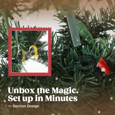 Prelit Whimsical Christmas Tree, Slim High Mountain Fir Holiday Decor with Warm White LEDs and Modes