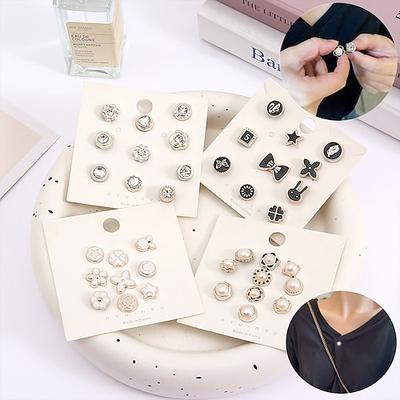 30 Stück Brosche Damen Pin Kleidung Dekoration Anti-Exposition Schnalle niedlicher Ausschnitt Artefakt Verschluss Nagelfänger Perlenknopf Zubehör