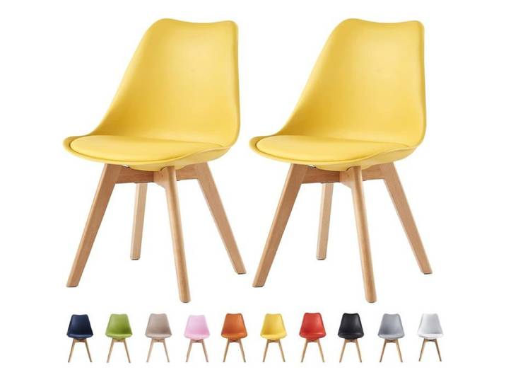 mcc direct Lot de 2 chaises de Salle à Manger de Cuisine de Bureau Chaise Coque Design EVA (Jaune)