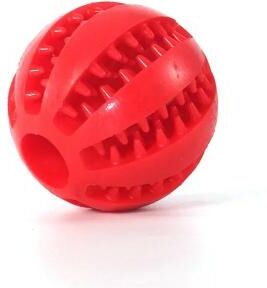 Uplift Essentials Interactive Treat Dispensing Ball High Elasticity Natural Rubber Dental Chew & IQ Puzzle Toy red 2.0 In