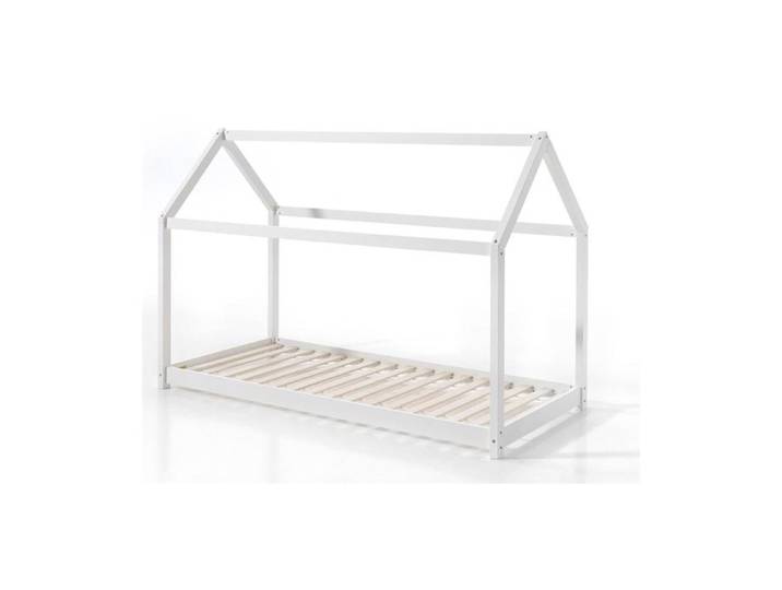 Lit cabane 90x200cm Blanc - VIPACK - Bois