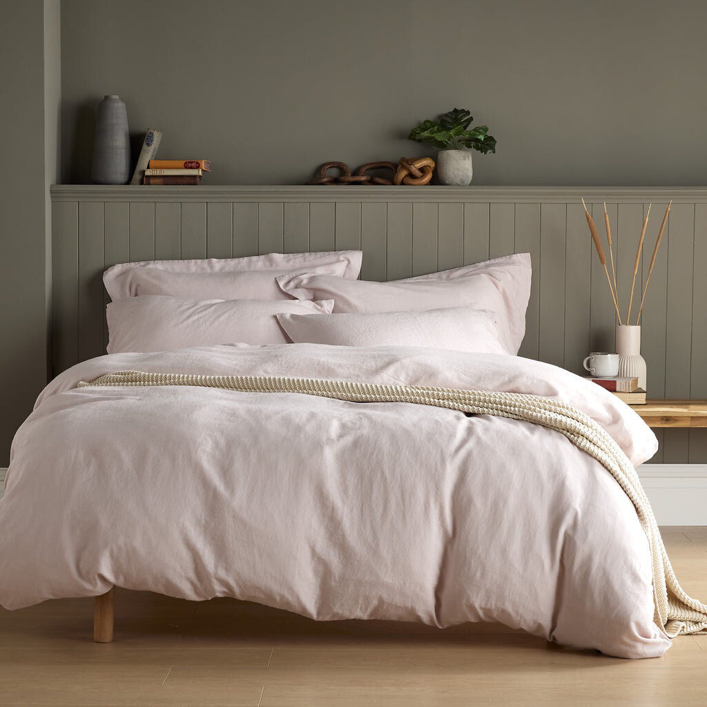 17 Stories Syvester Linen Solid Colour Duvet Cover Pink Kingsize