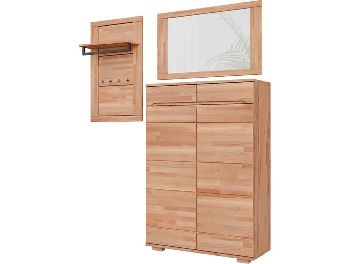 Garderoben-Set HOME AFFAIRE, braun (kernbuche), B:160cm H:205cm T:40cm, Kastenmöbel-Sets, Garderoben-Set, Zeitloses 3-teiliges Garderoben-Set,platzsparend,fuktional,Flur, Diele