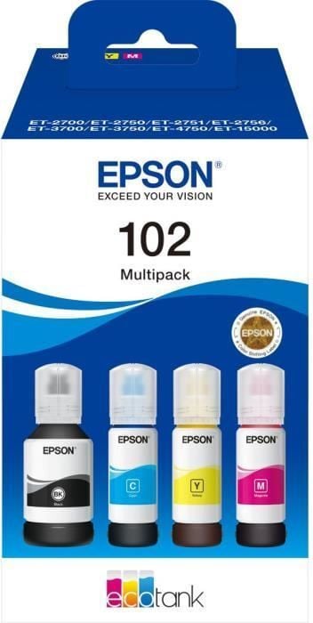 Epson EcoTank 102 inktpatronen multipack met 4 kleuren