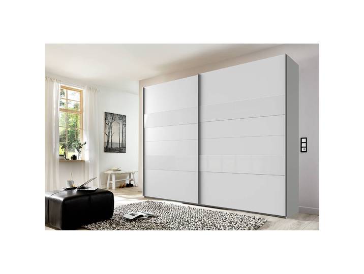 Schwebetürenschrank Altona II 225 x 236cm Weiß/Weiß/Hochglanz Weiß