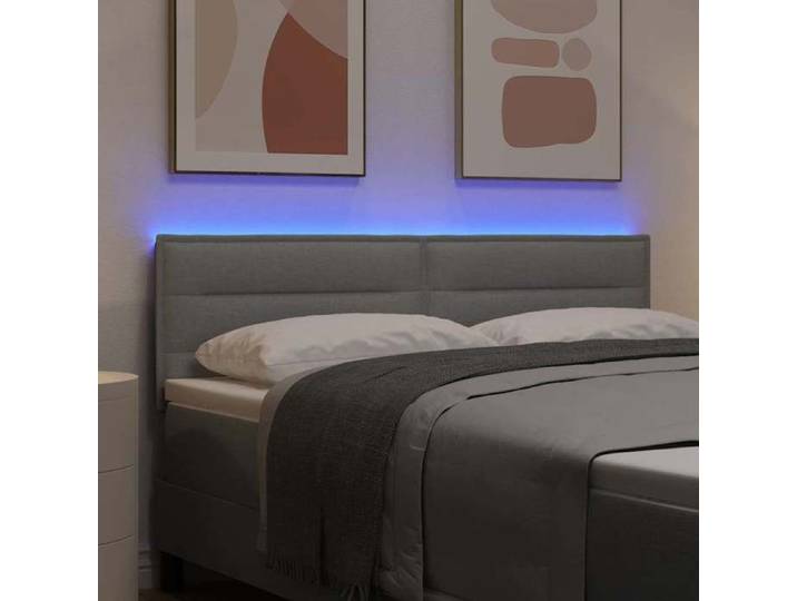 Moderne Tête de lit Gris clair - BMK - Tête de lit LED avec bandes LED Gris clair 160 cm tissu&173198