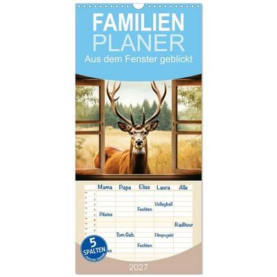 Familienplaner 2027 - Aus dem Fenster geblickt mit 5 Spalten (Wandkalender, 21 x 45 cm) CALVENDO