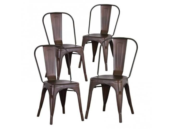 Chaises industrielles en métal - YIYI - Lot de 4 - Couleur rouille - Dossier design - Hauteur d'assise: 44cm
