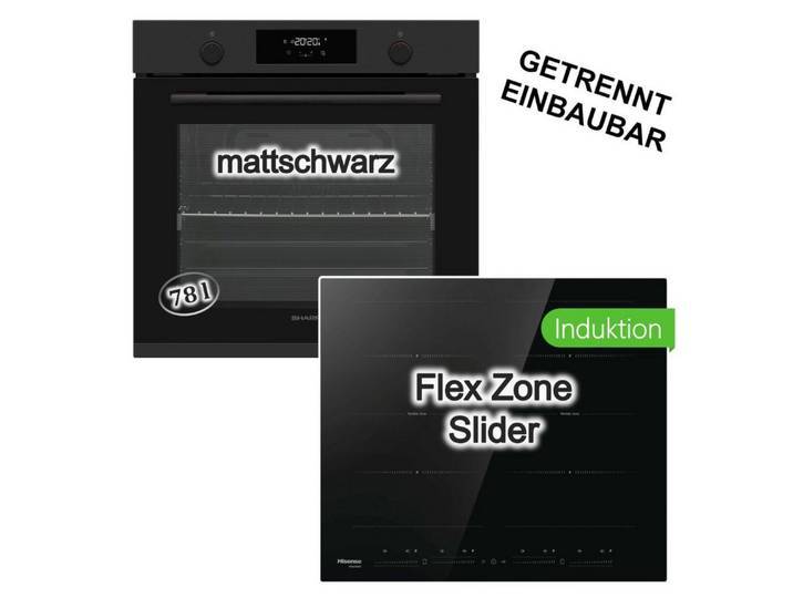 Sharp Backofen-Set Backofen Teleskopauszug matt+ Hisense Induktionskochfeld Flex Boost, mit 1-fach Vollauszug