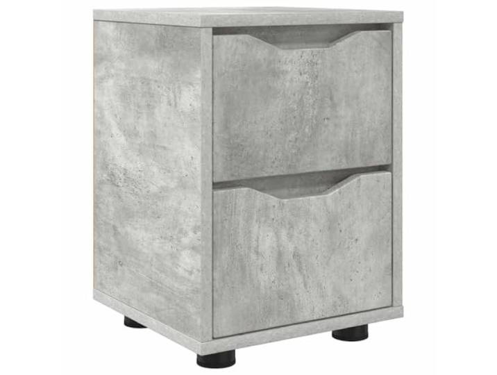 KUPTYERFG Nachttisch Beton Grau 30,5x30x43 cm Holzwerkstoff Kompakter Beistelltisch für das Schlafzimmer mit 2 leichtgängigen Schubladen und stabiler Konstruktion.