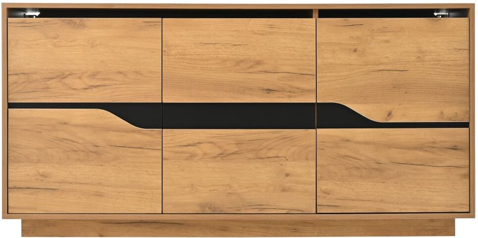 Urban Meuble Buffet industriel effet bois et noir 3 portes 140x40x70 cm Marron 140x70x40cm