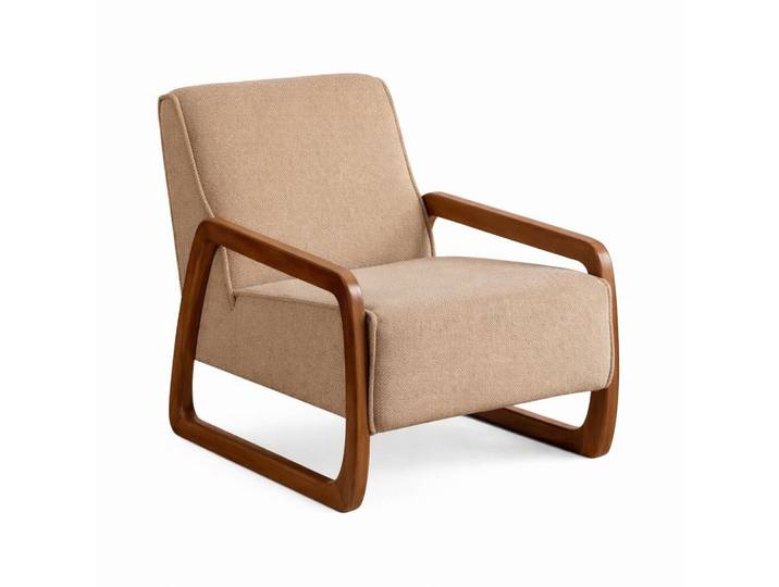 JVmoebel Sessel Sessel Dunkelbeige Moderner Stil Holzrahmen Weicher Sessel Holzbeine (1-St)