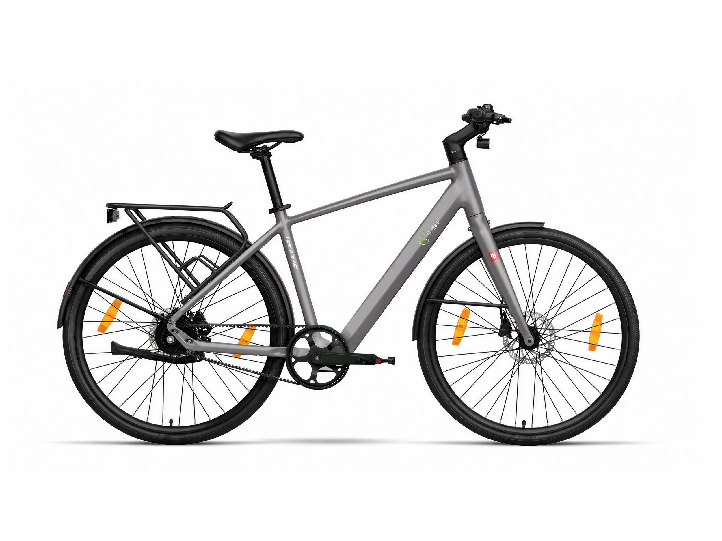 SachsenRAD City E-Bike C3M Roma II, 28" 18kg Ultraleicht Elektrofahrrad mit Riemenantrieb, 6km/h Schiebehilfe, KI-Unterstützung, für Damen/Herren Grau