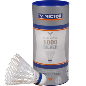 VICTOR Badminton-Bälle Nylon Shuttle 1000 Silver, Trainingsball, mittel, weiß, 3 Stück