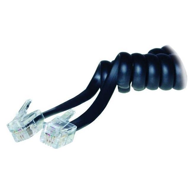 S-Conn Hörerkabel gewendelt 4 m Western/Western 4/4 schwarz (TC 70135 / 68002)
