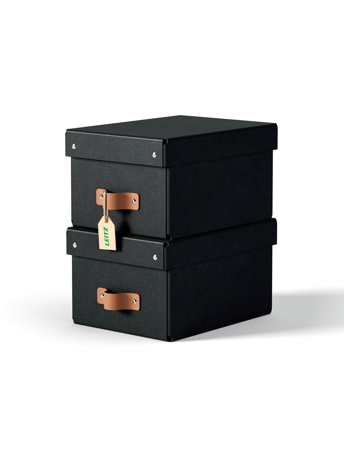 Leitz Puro Aufbewahrungsbox mit Deckel, klein, 7L, 100% Recyclingkarton, 2er-Pack, Schwartz